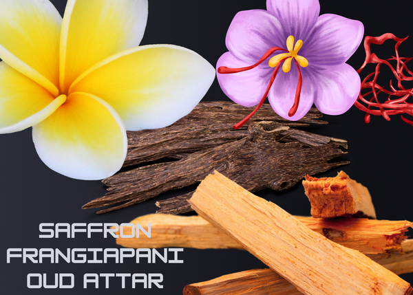 Saffron Orris Frangiapani Attar - sandalwood- Oud -ambergris -100% natural blend